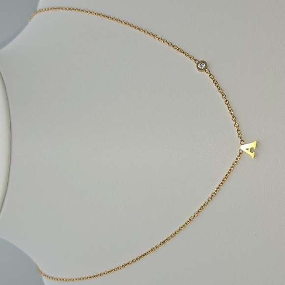 ✨2/$10✨ Letter A Initial and Diamond Necklace 19'' Stainless Steel - Picture 1 of 6